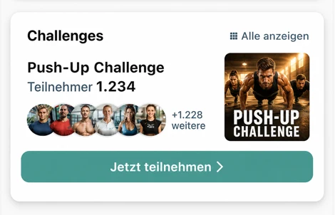 Push-Up Challenge mit Teilnehmenden in der Fitness Nation App