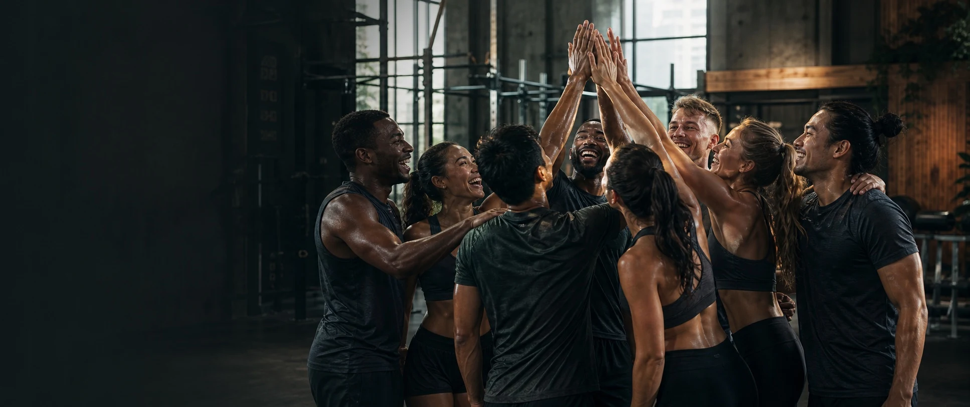 Eine vielfältige Sport-Community feiert gemeinsam ihren Trainingserfolg