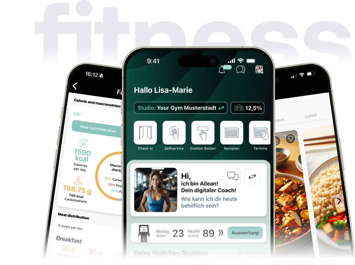Ansichten der Fitness Nation App